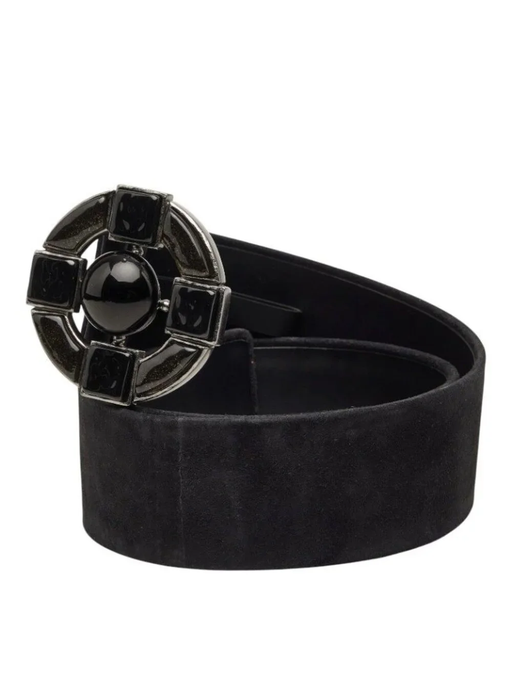 ★SOLD★ Chanel Belt 80 32 Black Suede Color Stone - Picture 2 of 7